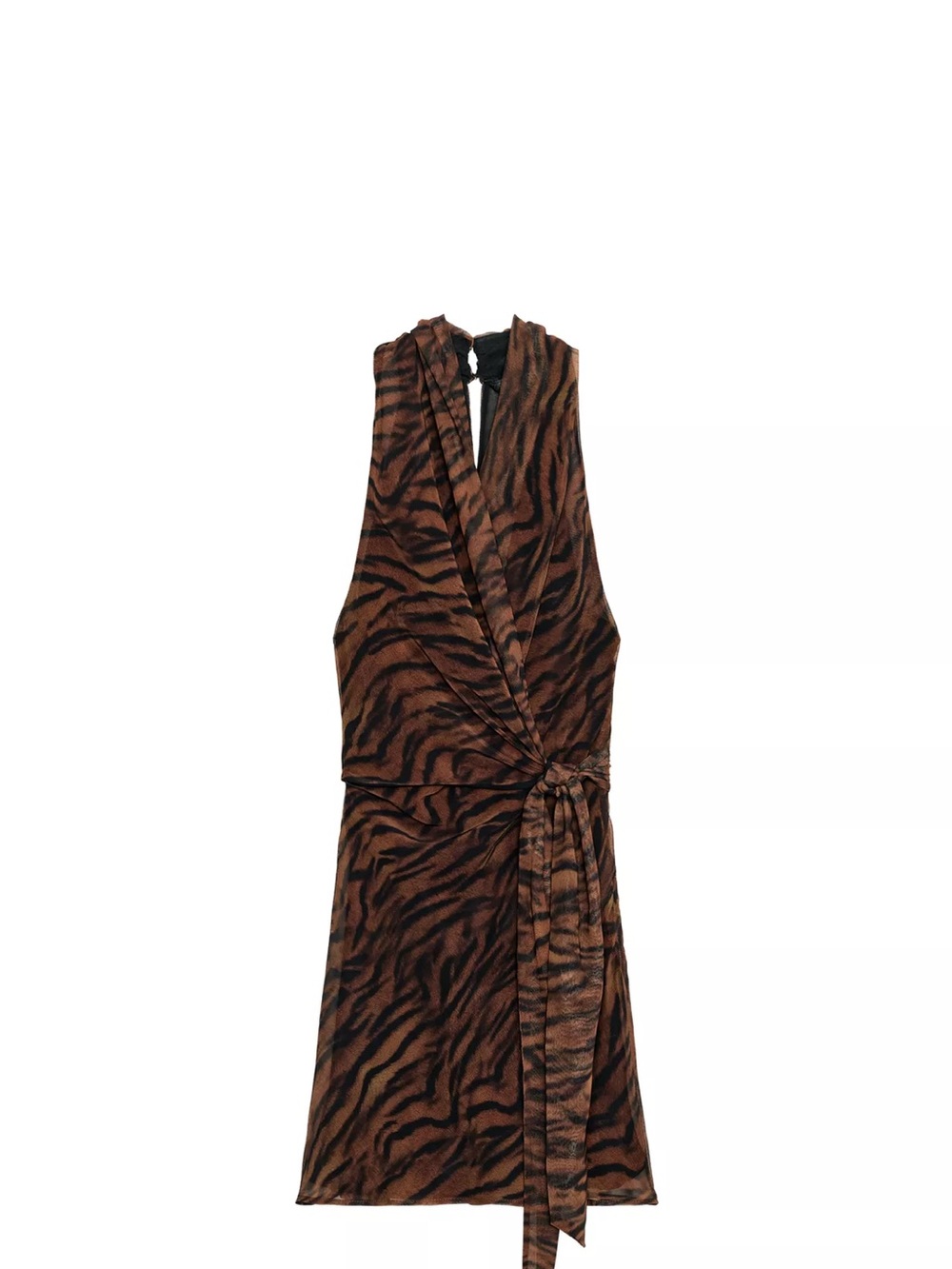 Zara Brown and Black Tiger Print Wrap Dress